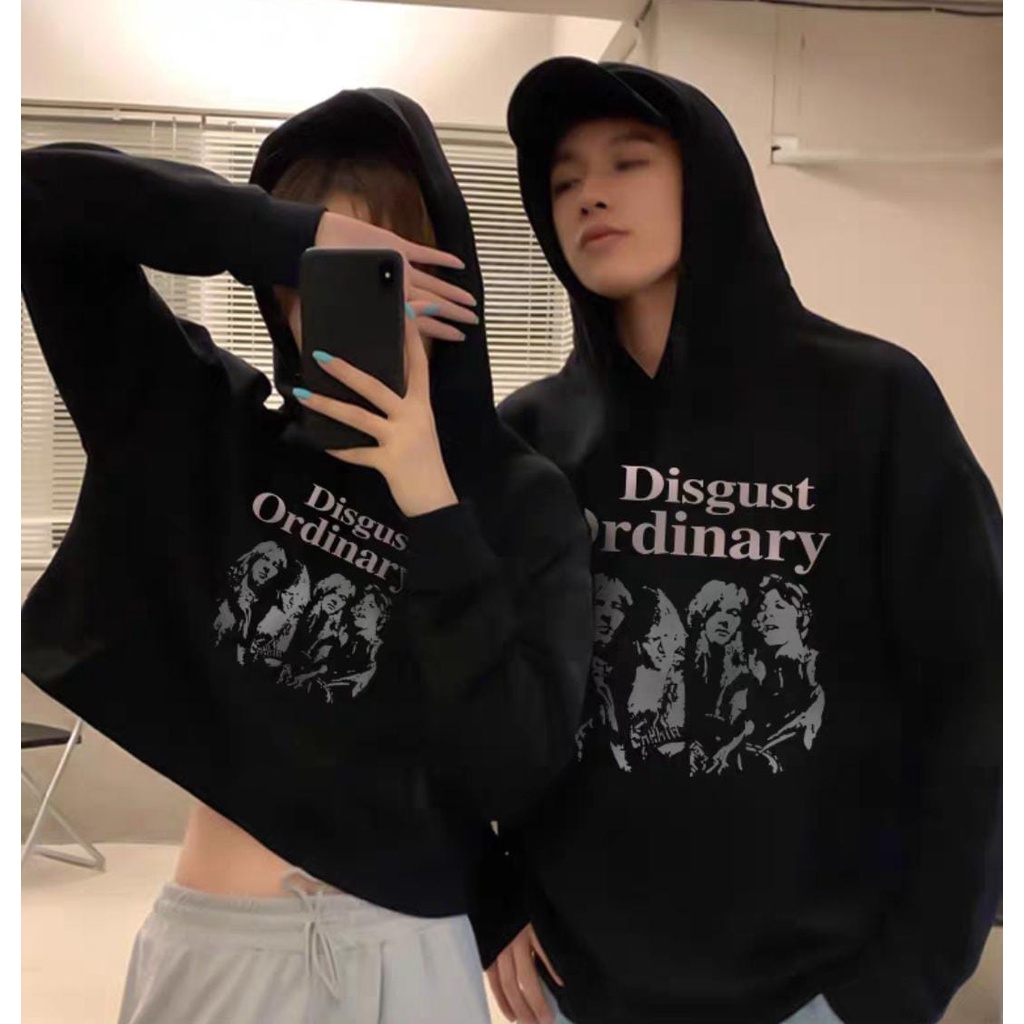 DISGUST ORDINARY SWEATER HOODIE COUPLE CROOPE OR OVERSIZE