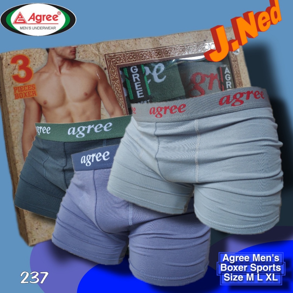 J237 (HARGA PER POTONG) CELANA DALAM BOXER PRIA AGREE SIZE M - XL