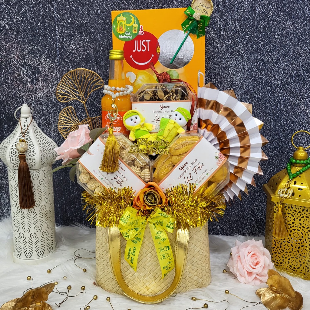 

Paket Dekorasi Hampers Parcel Lebaran Idul Fitri Hadiah Kue Kering Keramik 009