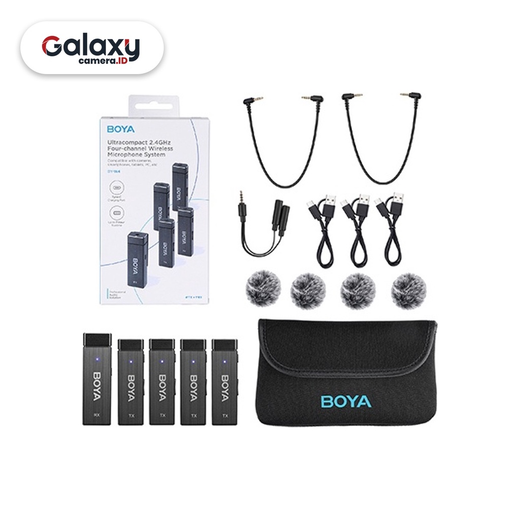 BOYA BY-W4 Ultracompact 4-Channel Wireless Microphone Garansi Resmi