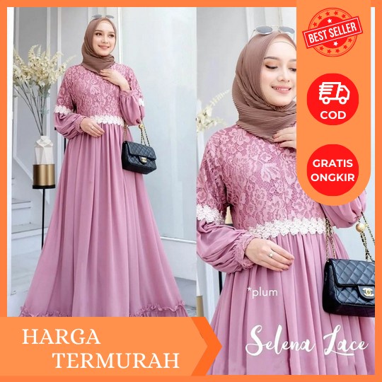Gamis Syari Wanita Dewasa 2022 Viral Kekinian Model Terbaru Abaya Arabian Warna Hitam Mewah Elegan K