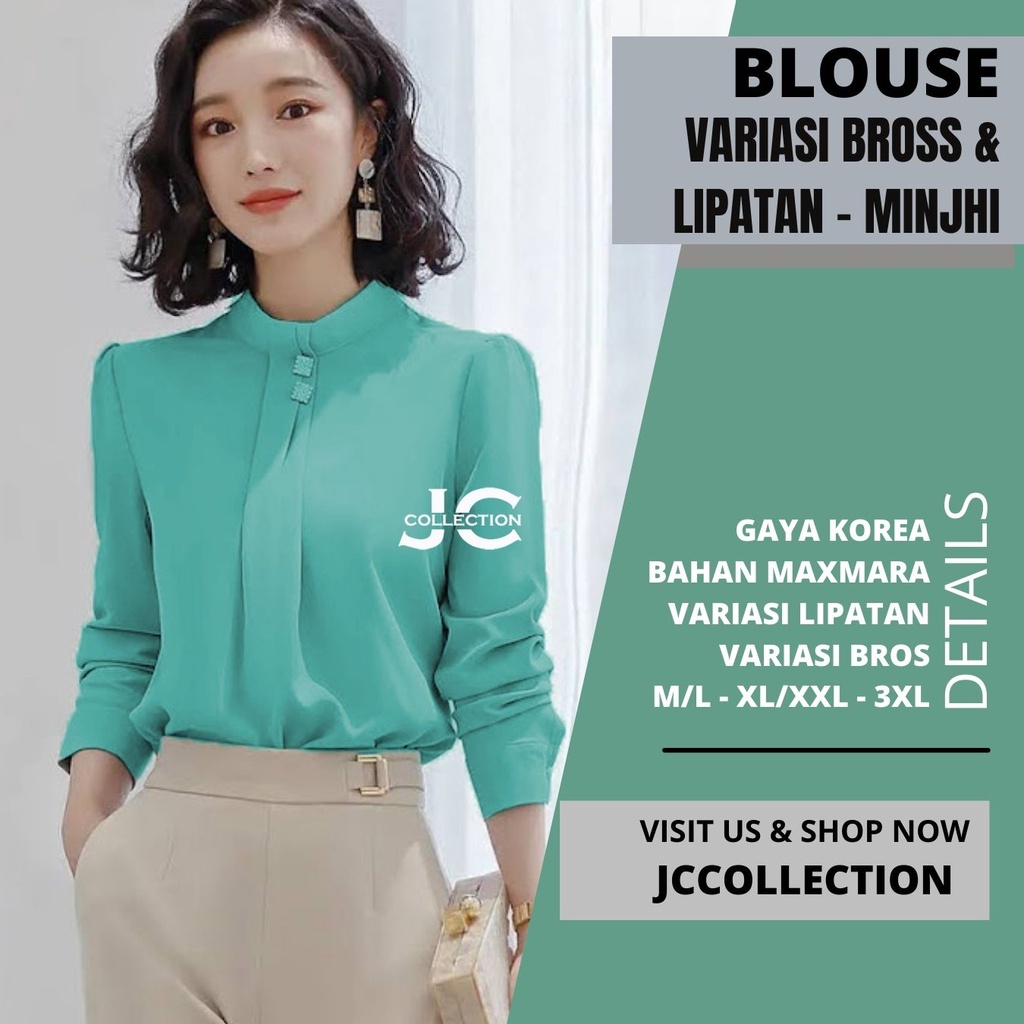 Blus Wanita Jumbo Lengan Panjang Gaya Korea Model Terbaru  Minjhi SS JCCollections