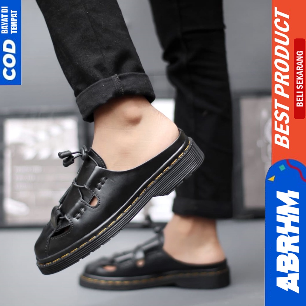 Sepatu Sandal Pria Docmart Sandal Selop Slide Pria Bustong Distro Kekinian Abrhm BOSTON