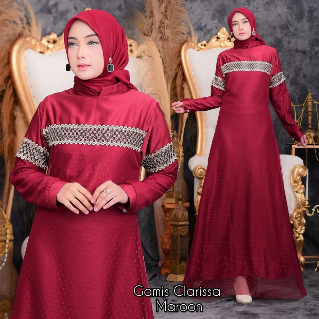 Clarissa dress - dress formal kondangan lebaran aplikasi renda mix tille dot / dress mayung tille dot / dress modern / dress model terbaru 2023 / dress modern kekinian / dress model korea / dress model terbaru / dress model belanda / dress modis / dress