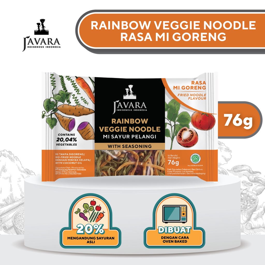 

Javara Rainbow Veggie Noodle - Mie Instan Sayur Pelangi Rasa Mie Goreng 76gr