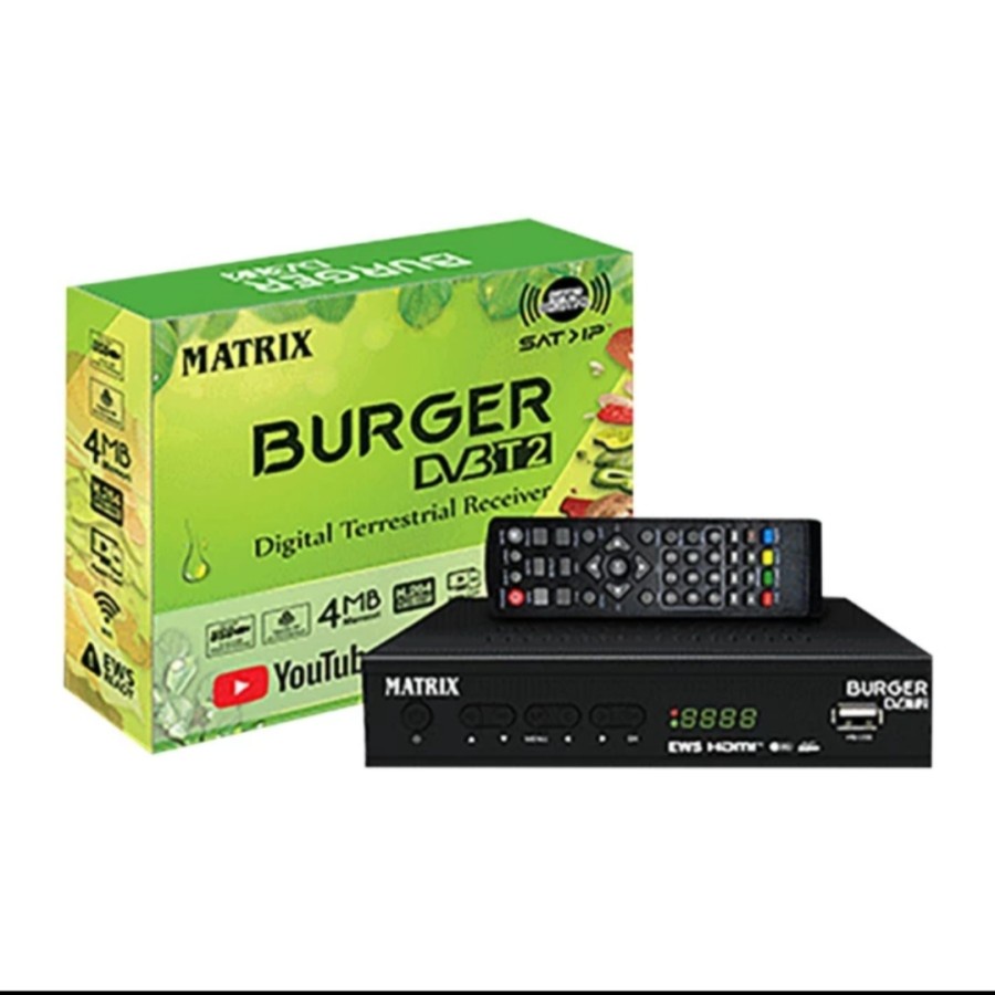 SET TOP BOX MATRIX DVB T2 BURGER HIJAU