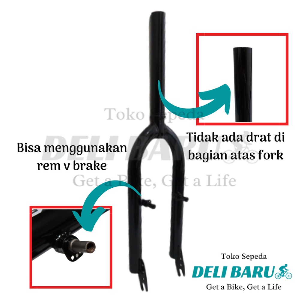 Fork Oversize tanpa drat garpu besi OS 28.6 model pivot sepeda BMX ukuran 20&quot;