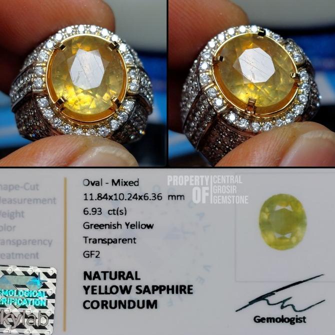 Batu Yakut Kuning Asli Natural Yellow Sapphire Cincin Permata Pria