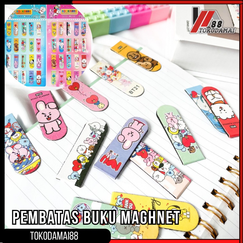 PEMBATAS BUKU MAGNET BTS KARAKTER 1 lembar isi 20pcs