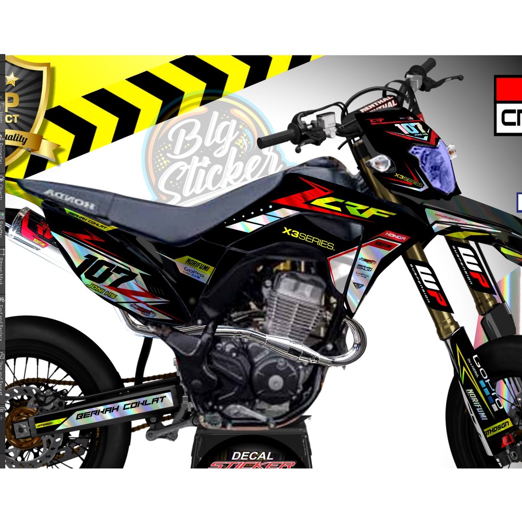 STIKER MOTOR CRF DECAL PRINT HOLOGRAM