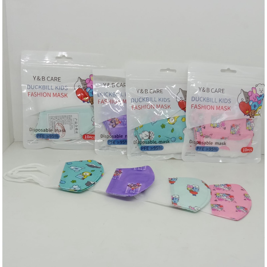 DUCKBILL KIDS FASHION MASK  Y&B CARE MOTIF WARNA 10PC/PAK