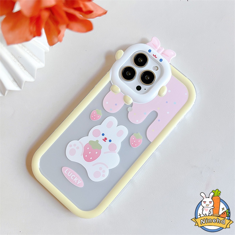 Compatible for iPhone 14 13 12 11 Pro Max Se 2020 X Xr Xs Max 7 8 6 6s PlusCute Cartoon Rabbit Soft TPU Phone Case Matte Transparent Case Shockproof Anti-scratch Protection Cover