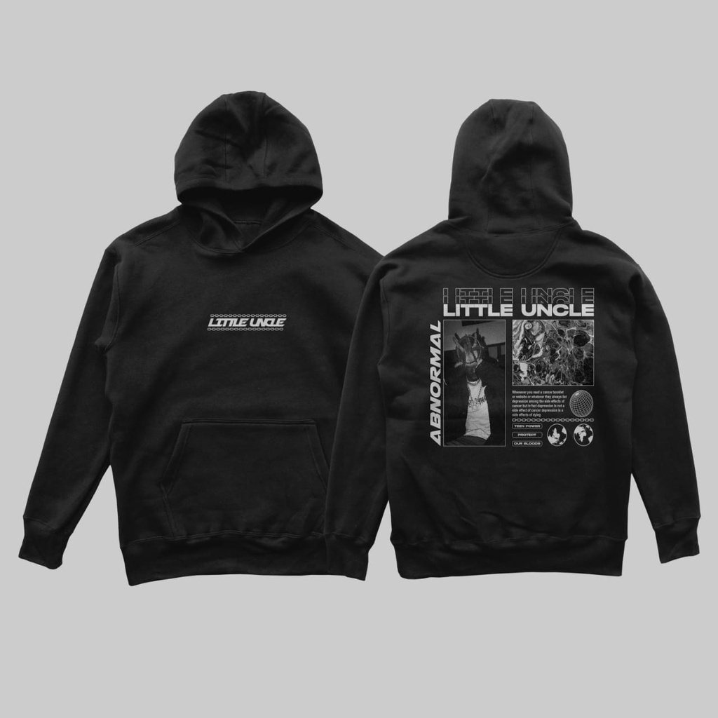 Sweater Hoodie Little Uncle Fleece Hitam Overdeck