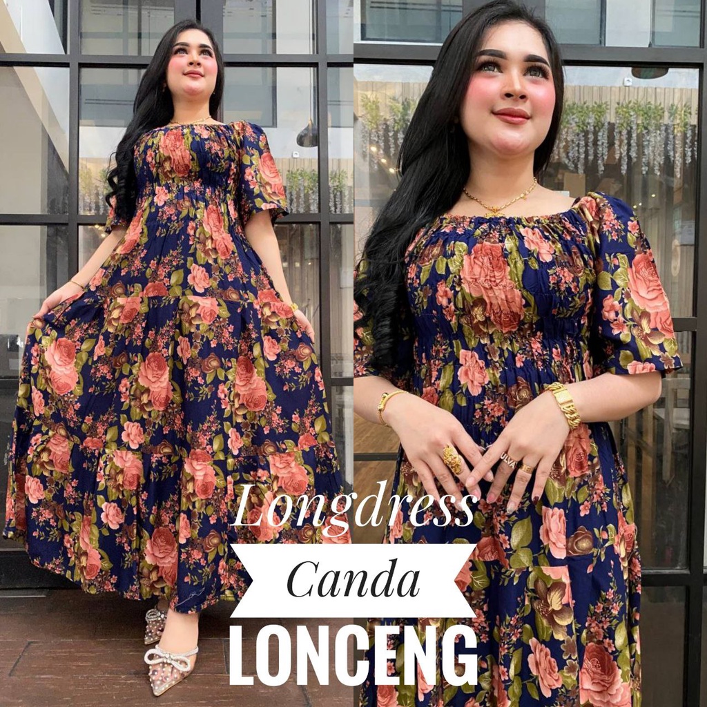 Longdress Canda Lengan Lonceng Mawar Berdusta  / Daster Bali