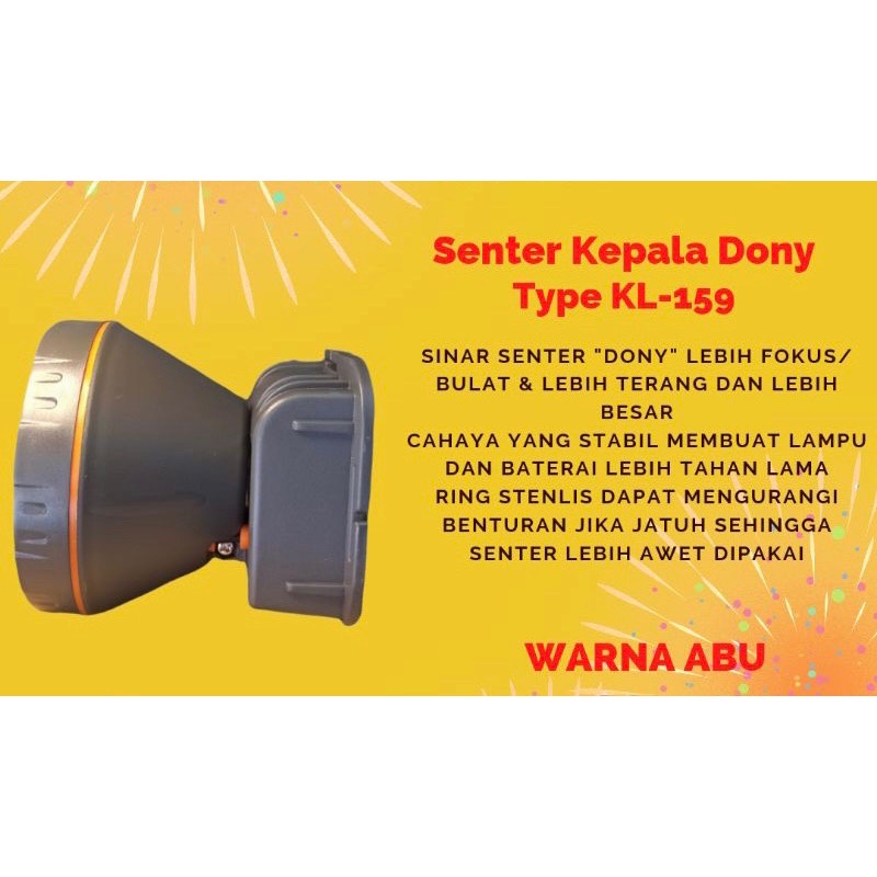 Senter Kepala Dony KL159 KL-159 Led 10W 10 Watt Headlamp Dony Cahaya Terang Putih Kuning