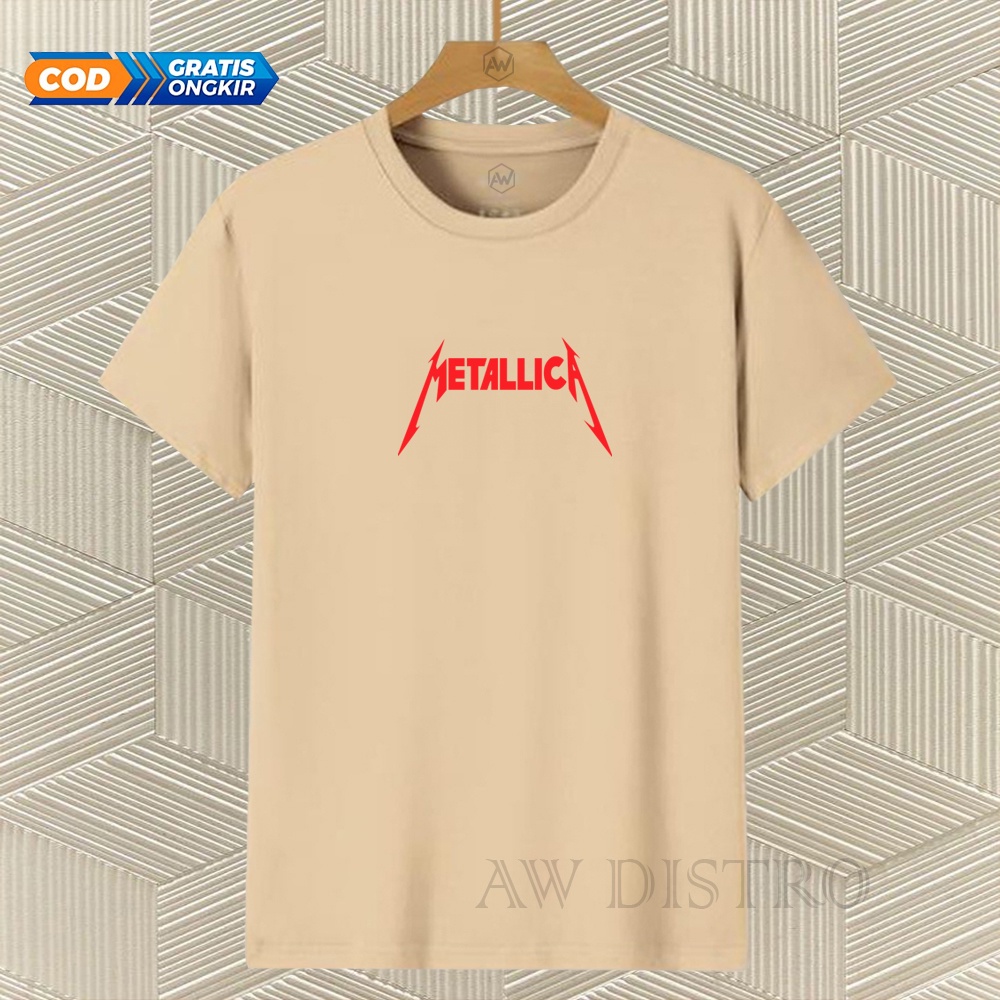 COD Baju Kaos Distro METALIC Teks Merah Premium Quality Lengan Pendek