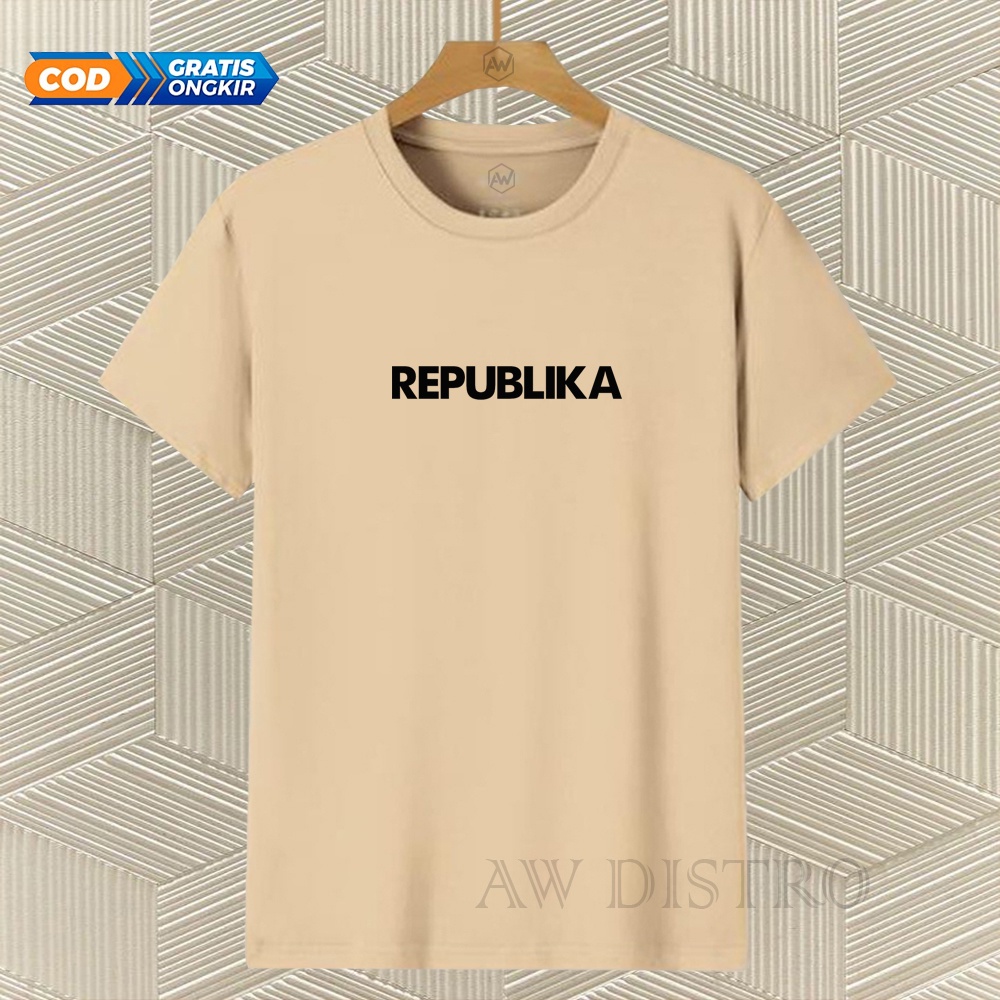 COD Baju Kaos Distro REPUBLIKA Teks Hitam Premium Quality Lengan Pendek