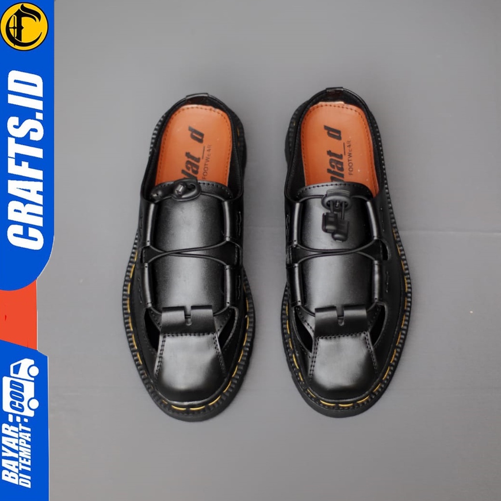 Sepatu Sandal Bustong Pria Casual Slop Hitam Crafts Paraoh