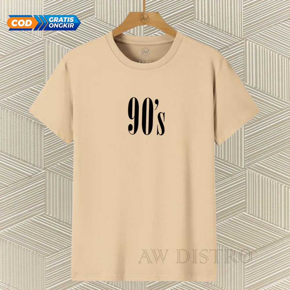 COD Baju Kaos Distro 90S Teks Hitam Premium Quality Lengan Pendek