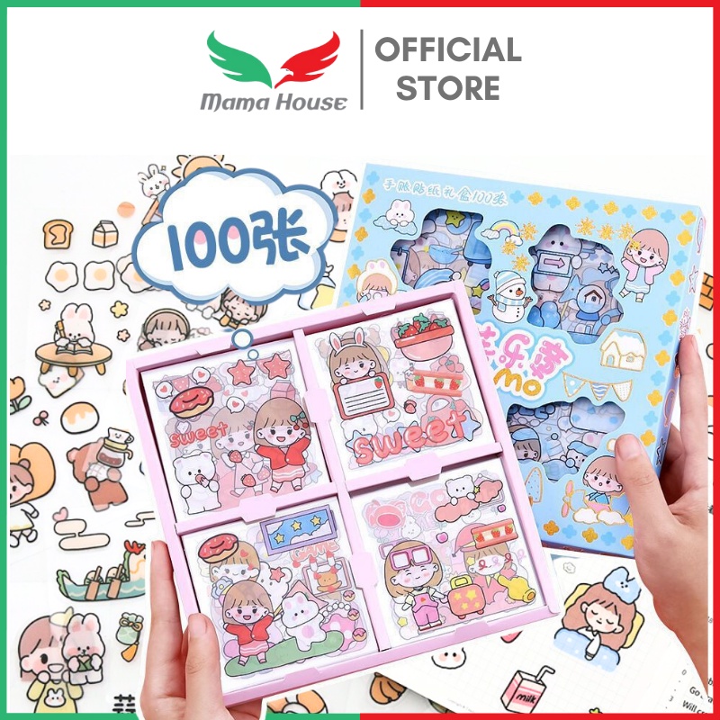 [MH] Stiker Motif Korea Anti Air Isi 100 Lembar Sticker Tumblr Waterproff