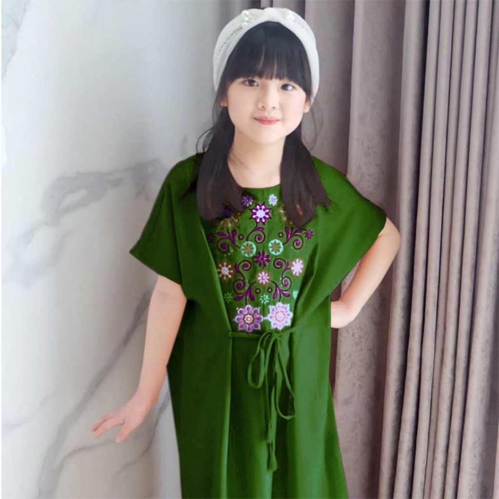 FenishaStore Dress Kaftan Anak Remaja Emi Kaftan Usia 12-14 Tahun  Bisa Bayar Ditempat COD