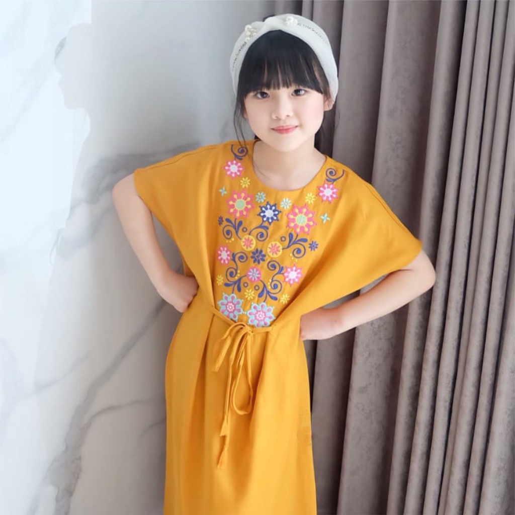 FenishaStore Dress Kaftan Anak Remaja Emi Kaftan Usia 12-14 Tahun  Bisa Bayar Ditempat COD