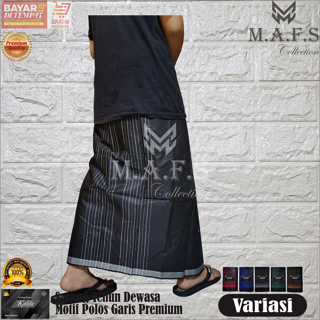 SARUNG DEWASA SARUNG TENUN MOTIF POLOS GARIS MT KALIFA PREMIUM