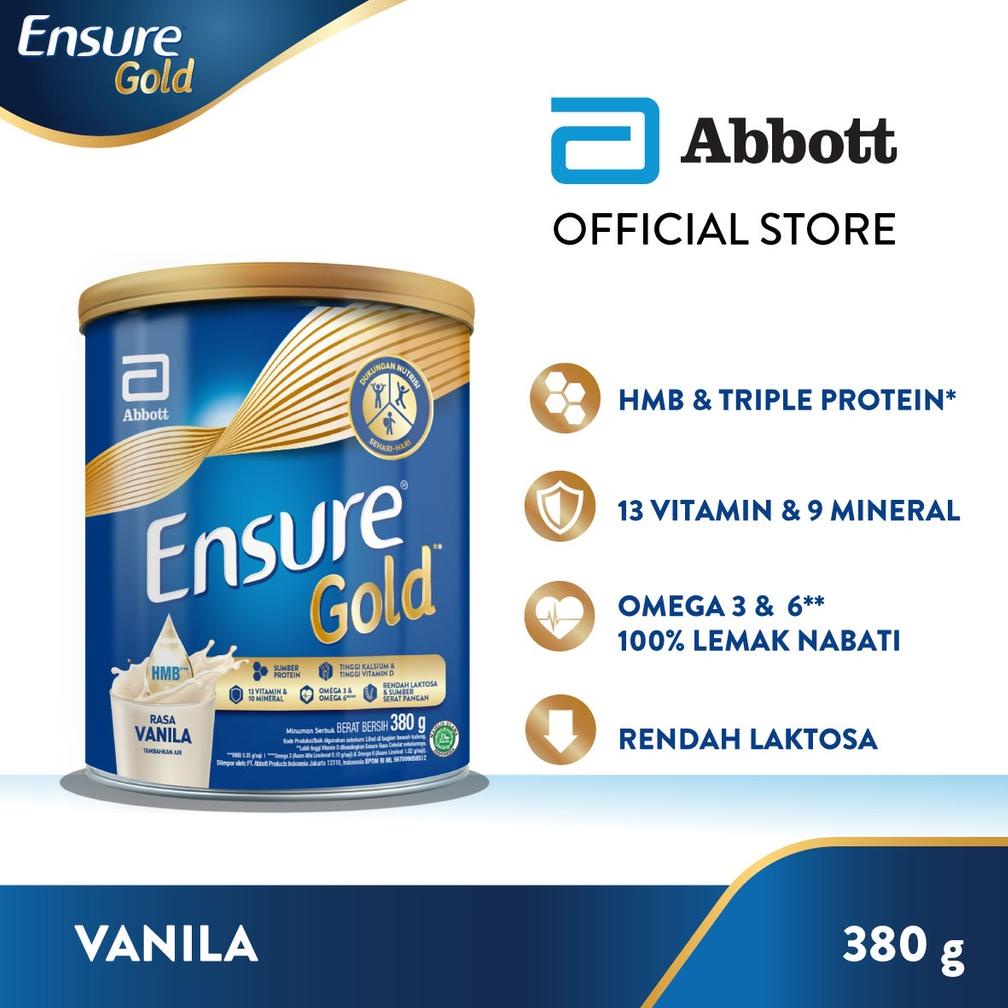 

SALE TERBAIK Ensure Gold HMB Vanila 380 g - Susu Nutrisi Dewasa Rendah Laktosa