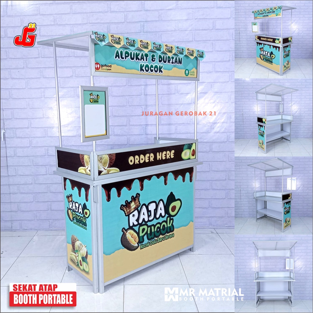 Booth Portable Model Sekat Atap Gerobak Lipat Untuk Jualan / Dagang