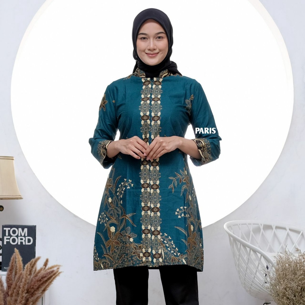 Baju Batik Wanita Jumbo Kekinian Lengan Panjang Tunik Batik Terbaru Katun Primis Unggul Jaya