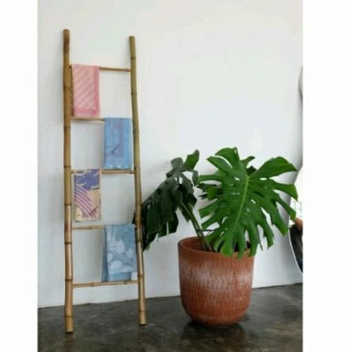 Ladder Hanger Bambu Tangga 4 Susun Gantungan Sajadah, Handuk, Jilbab