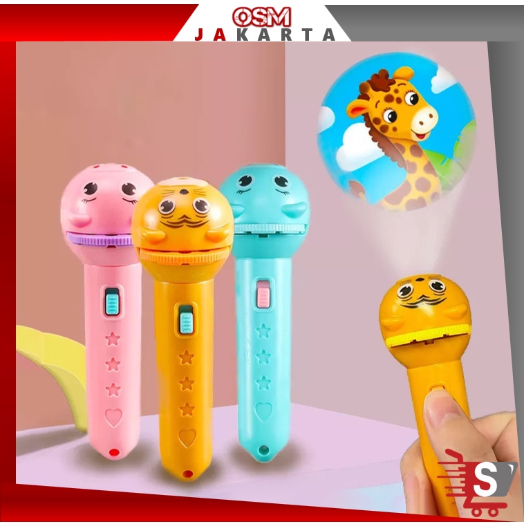 OSM JKT 5737 Mainan Anak Senter Proyektor Gambar Karakter / Fun Flashlight / Proyektor Dengan 3 Piri