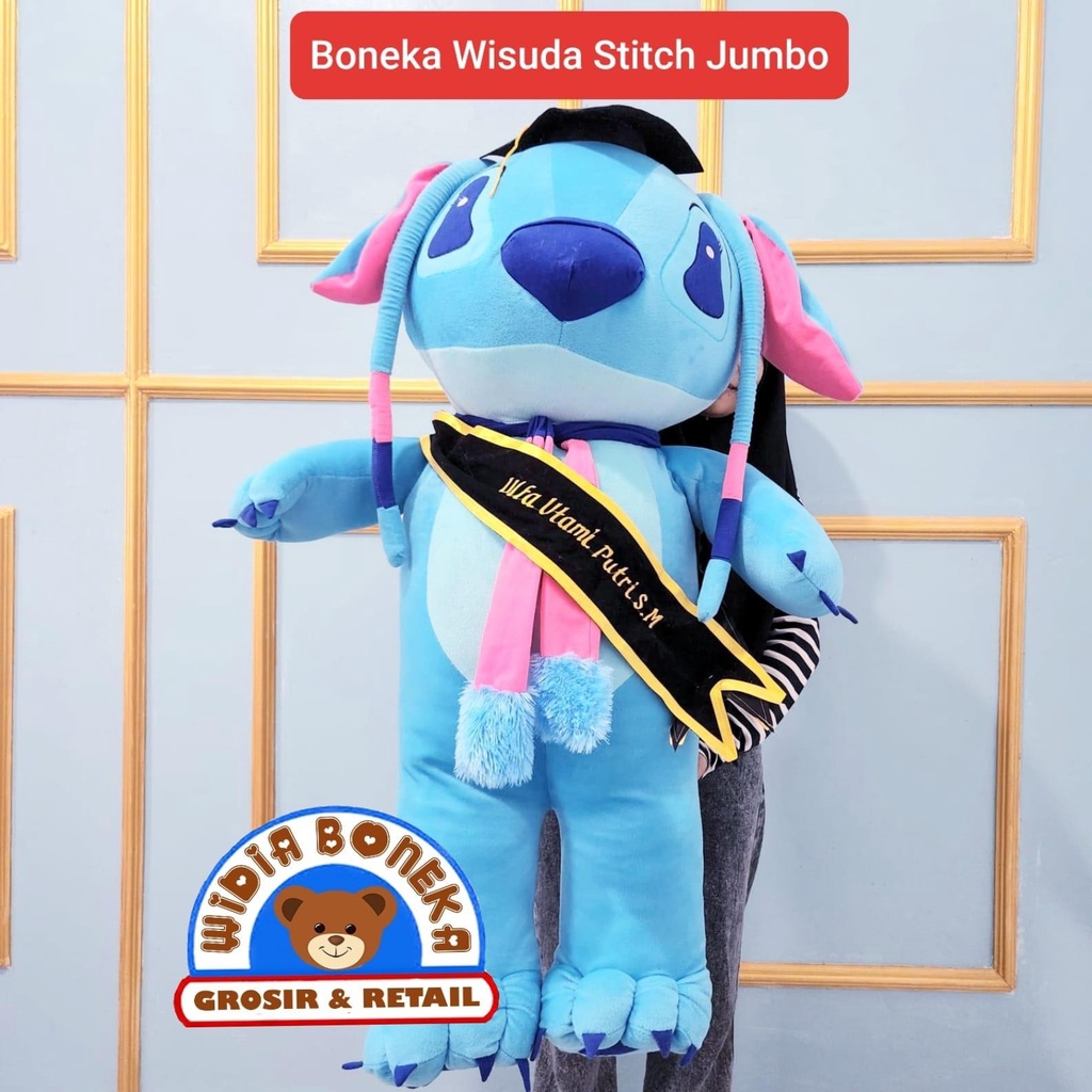 BONEKA WISUDA STITCH JUMBO + SELEMPANG NAMA