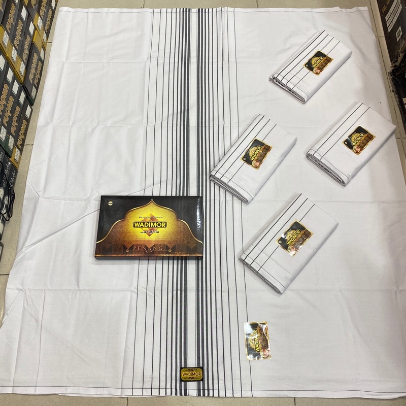Wadimor Sarung Tenun Hitam Putih motif Salur dan Polos BHS Terbaru Katun Lembut Kwalitas Mewah