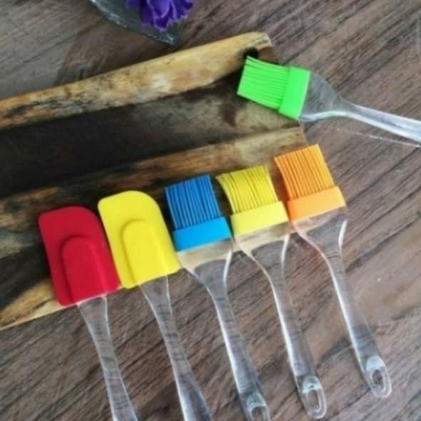 >>>>>] kuas sipatula silicon set/satu set kuas spatula silicon kecil