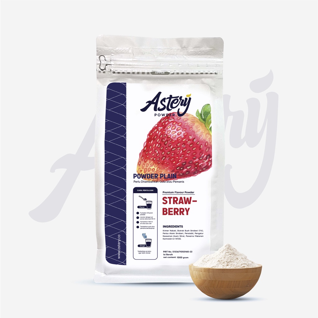 

Astery Powder - 1KG Strawberry Powder Plain / Strawberry Powder Drink / Bubuk Stroberi Minuman / Bubuk Minuman Rasa Buah