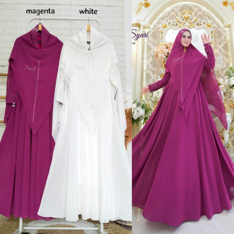 gamis set alika syari polos farfadh syari