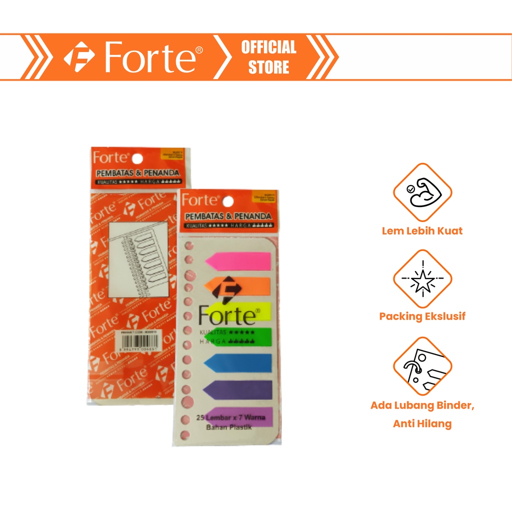 

[Forte] Sticky Note Pembatas & Penanda 25 lembar x 7 warna - Plastik
