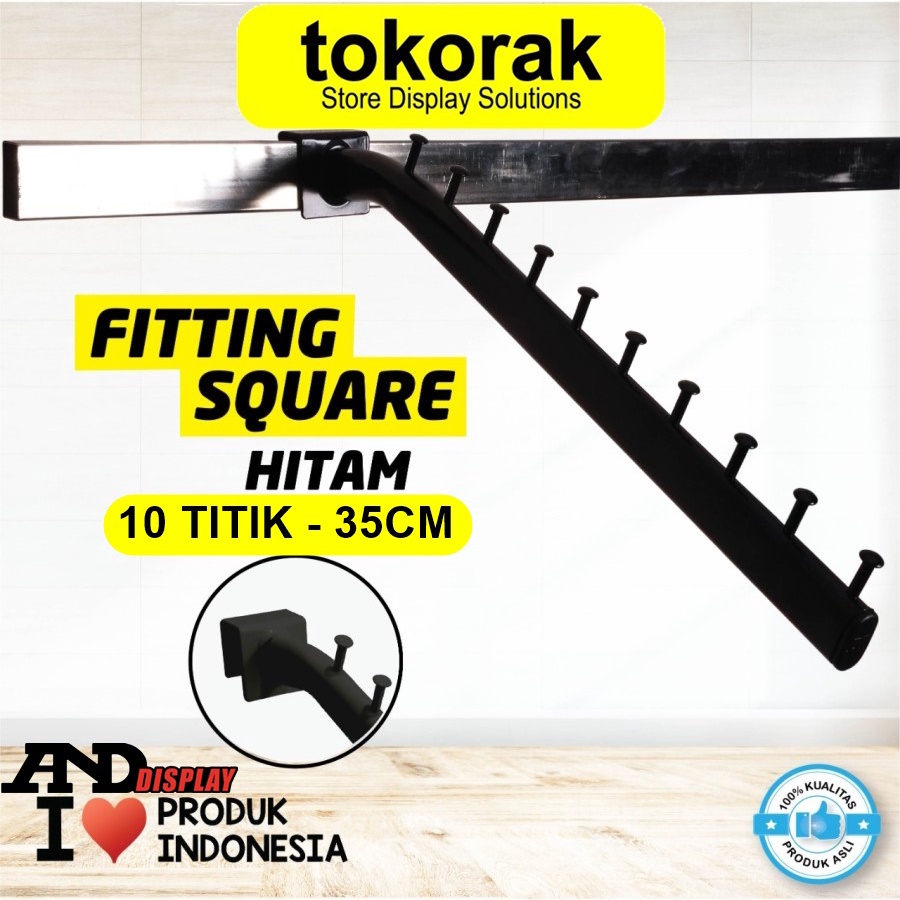 GANTUNGAN SULING BAJU FS 35CM PIN 10 HITAM FITTING SQUARE PIPA KOTAK