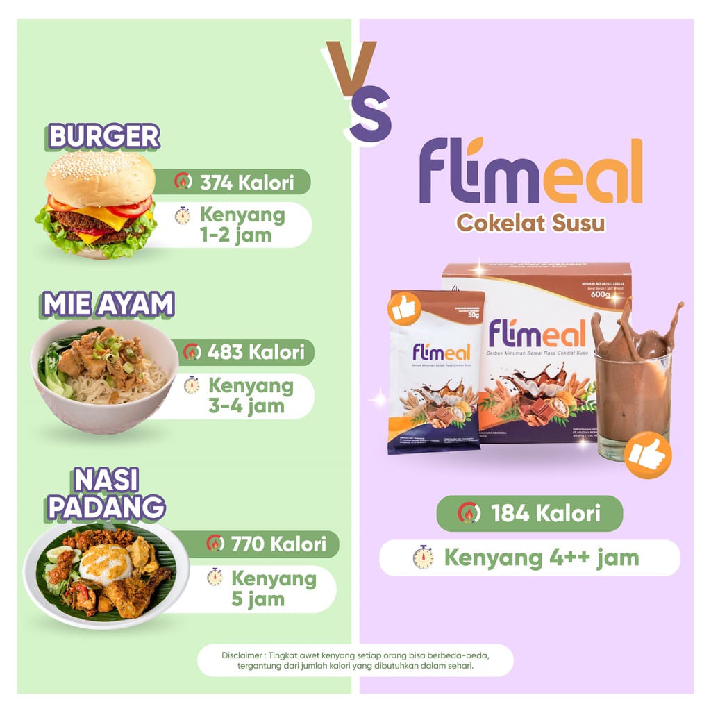 Flimeal (Meal Replacement) - 1 Box (isi 12 sachet) - rasa Coklat Susu