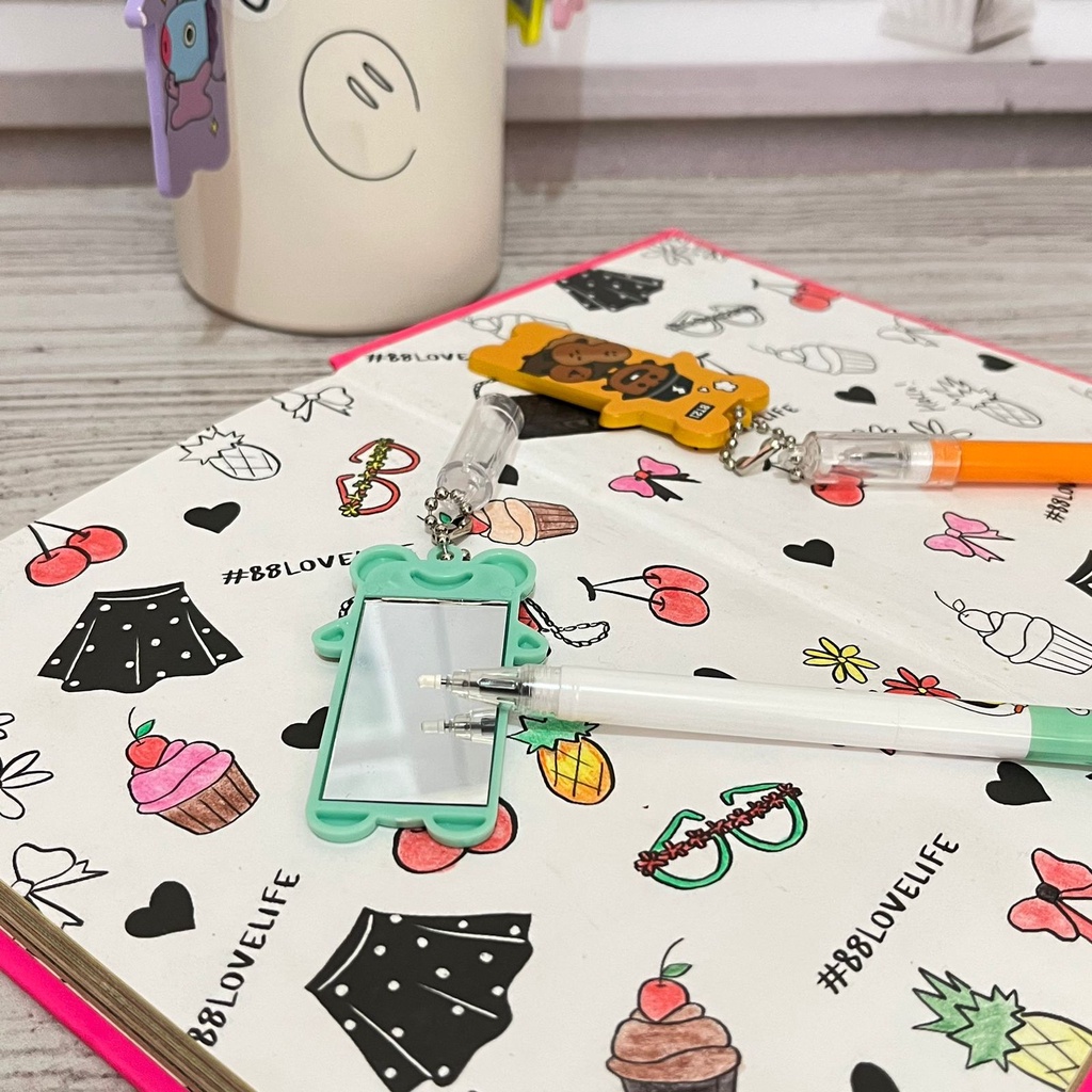Pulpen gantungan cermin Bts21 Super unik lucu harga termurah bisa COD / Pulpen gantungan kaca bt 21 lengkap favorit anak alat tulis sekolah best quality ready grosir dan COD