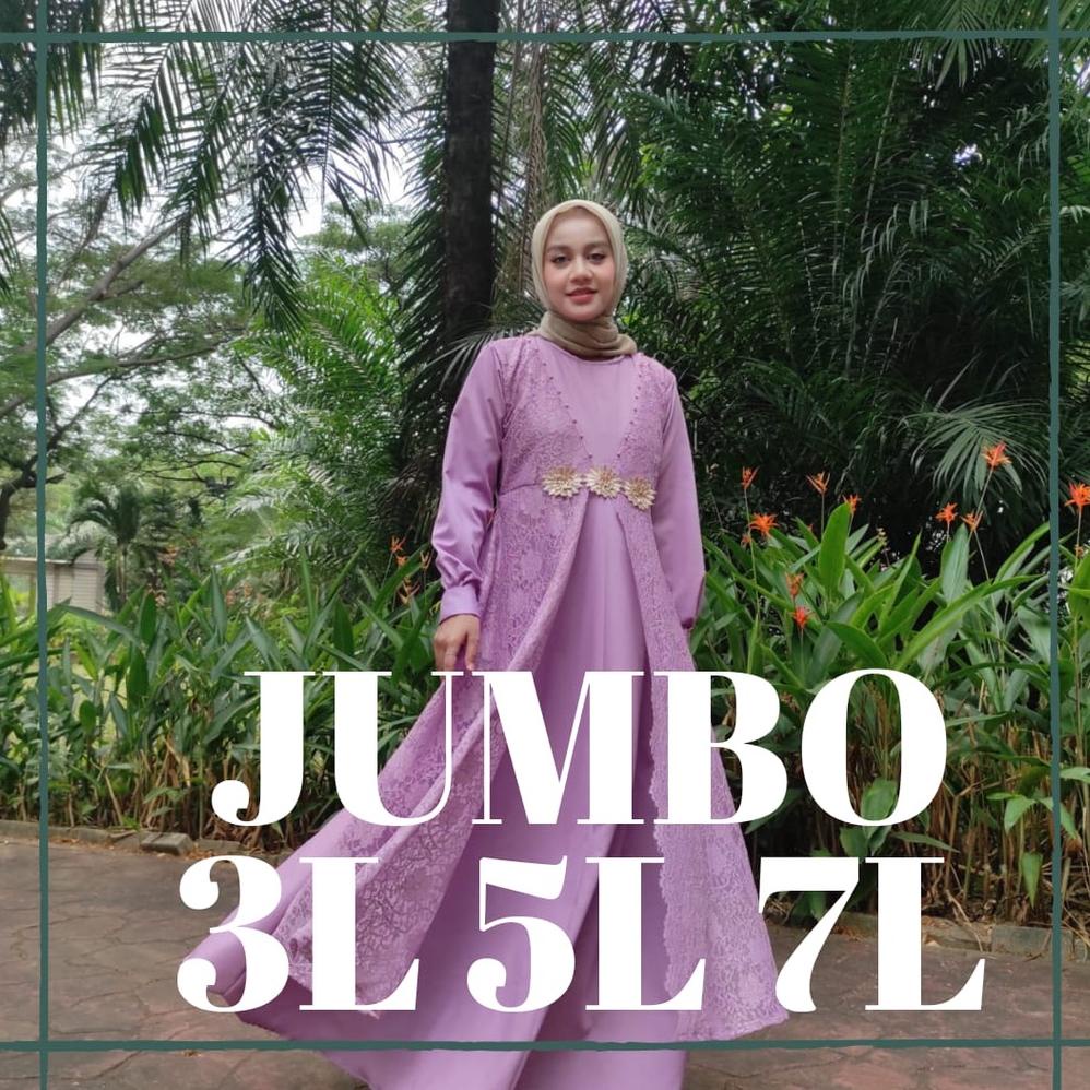 Gamis Brukat Jumbo Bahan Toyobo Starla Dress Gamis Pesta Kondangan LD 120 126 130 cm Dress Brukat JU