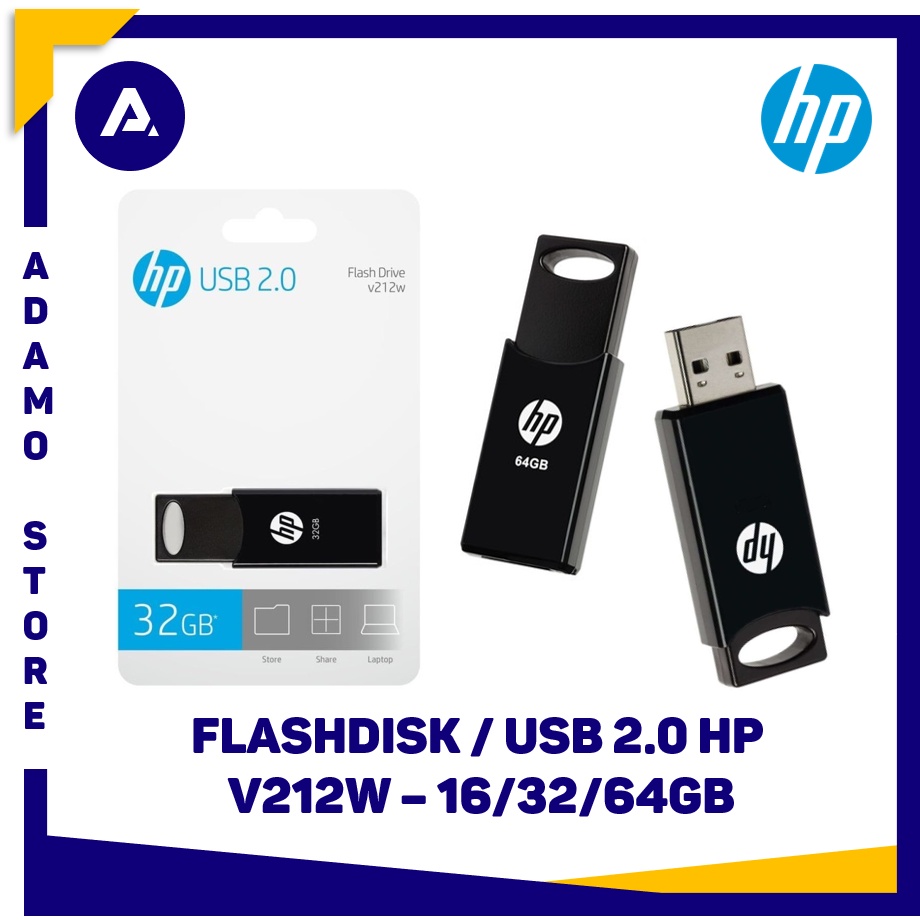 Flashdisk HP v212W 16GB 32GB 64GB USB 2.0 Hitam
