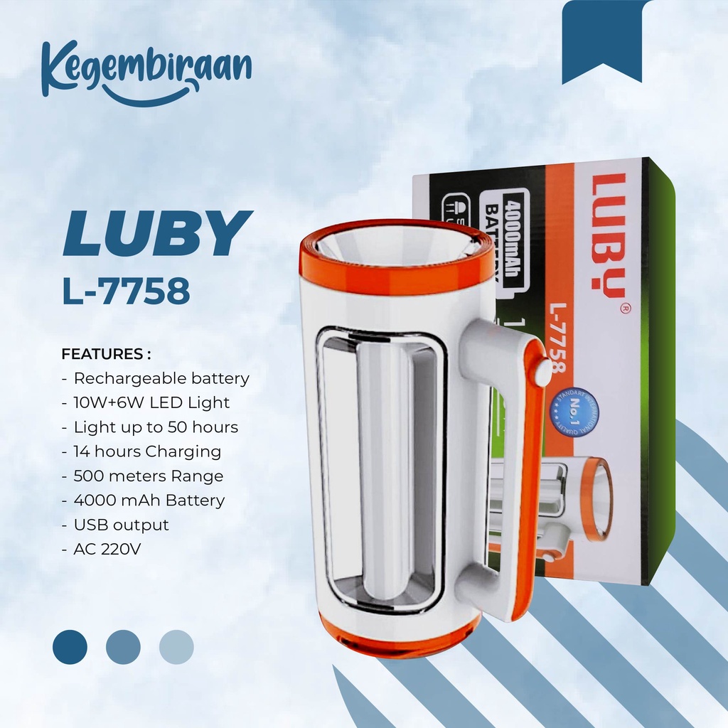 LAMPU EMERGENCY LUBY L-7758 10 Watt + 6 Watt