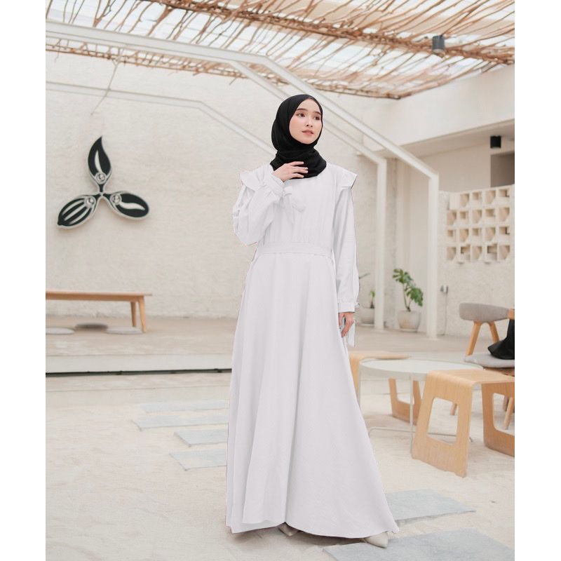 Gamis Wanita Dewasa Pesona Dress Polos Pergelangan Tanggan Karet Bahan Polo Linen Premium Size L XL XXLJumbo / Fashion Muslim Lebaran Terbaru