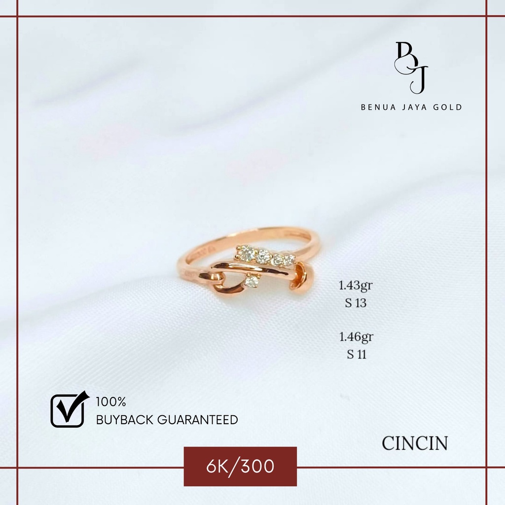 Cincin Fashion Emas 6K/300