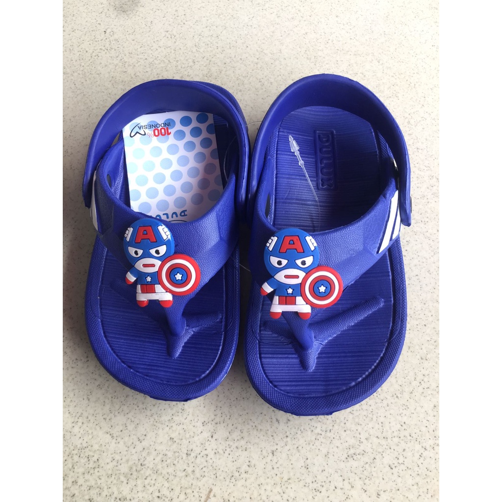 NUZ - DX-352E Sandal Jepit Anak Laki Laki Cowok Karakter Captain America Tali Belakang Merek Dulux Ukuran 20-25