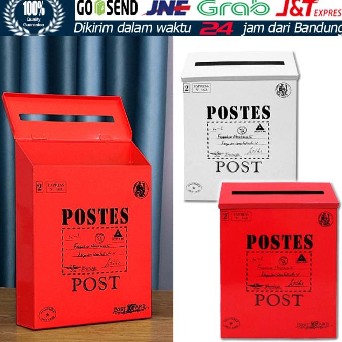 Kotak Surat Pos Besi Antik Dikunci Kotak Dekorasi Kotak Pos