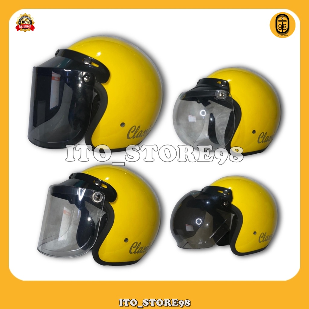 Helm Sepeda Motor Half Face Bogo Classic Pria Wanita Dewasa Standar Sni Helem Retro Perempuan Hijab 