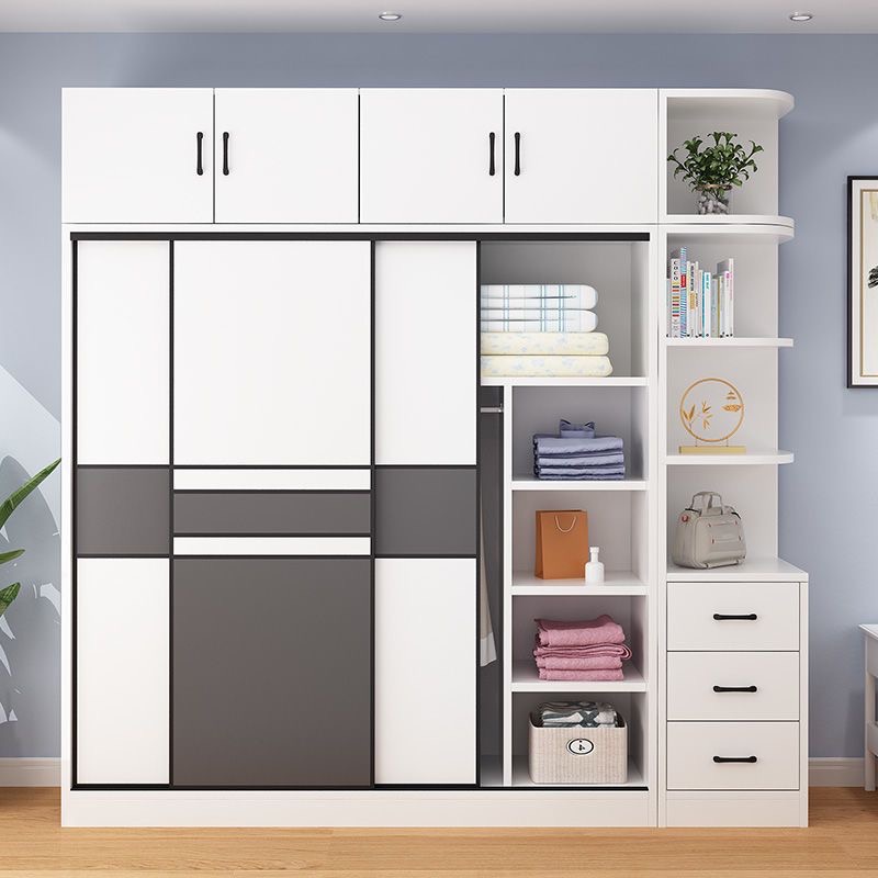 Sliding wardrobe, white wardrobe, 3-door solid wood wardrobe, solid wood wardrobe, large wardrobe, s